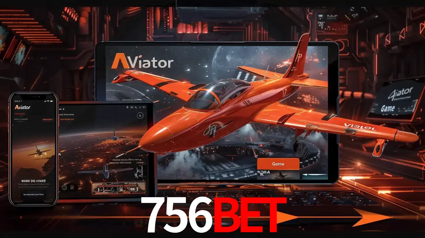 Apresentação tecnológica do jogo Aviator com um avião saindo da tela de um tablet, demonstrando a experiência imersiva em múltiplos dispositivos no 756bet.