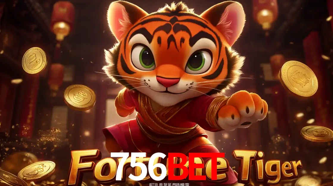 O carismático mascote do jogo de slot Fortune Tiger, um tigre fofo em pose de artes marciais, pronto para trazer sorte e multiplicadores de ganhos no cassino online 756bet.