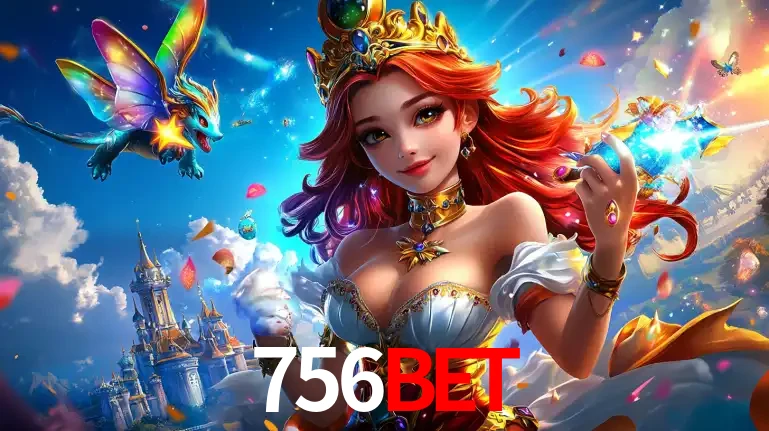 A princesa de um reino de fantasia mágico, com seu pequeno dragão, apresentando um mundo de prêmios encantados nos jogos de caça-níqueis do cassino 756bet.